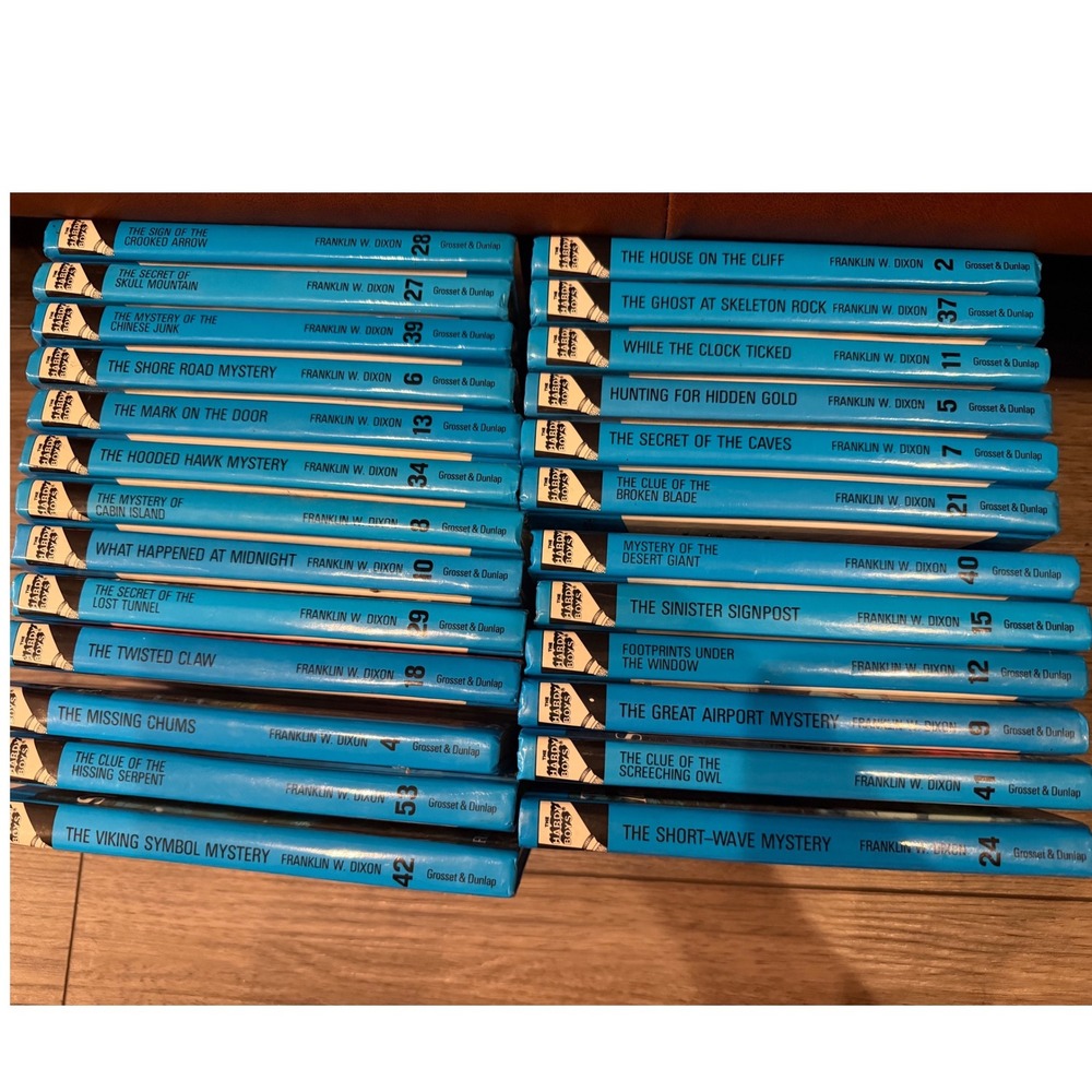 Vintage Hardy Boys Book Lot 25 Volumes Grosset Dunlap Matte Blue Spine Series